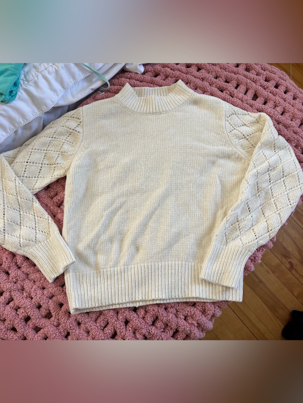Madison + Hudson Gold Shimmer Cream Mock Neck Sweater